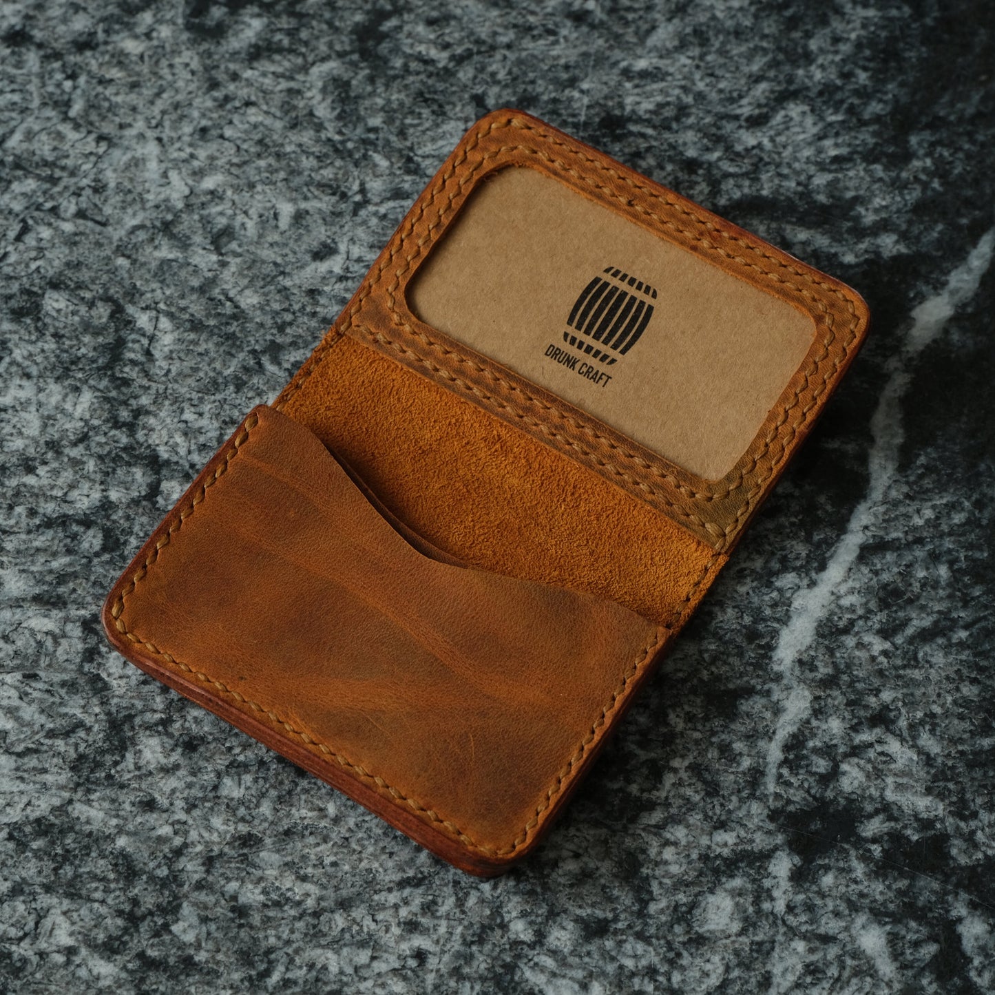 Engraved Leather Business Card Holder, Full Grain ID Wallet, Custom Monogram Card Case
