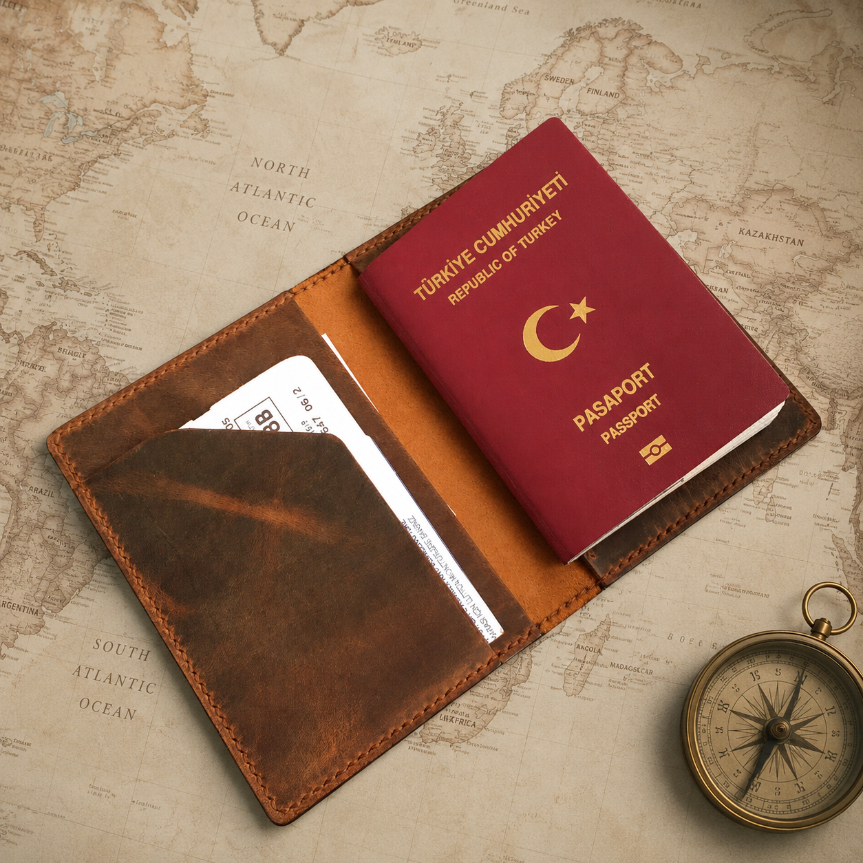 Deri Pasaport Kılıfı Cüzdan Nehemya