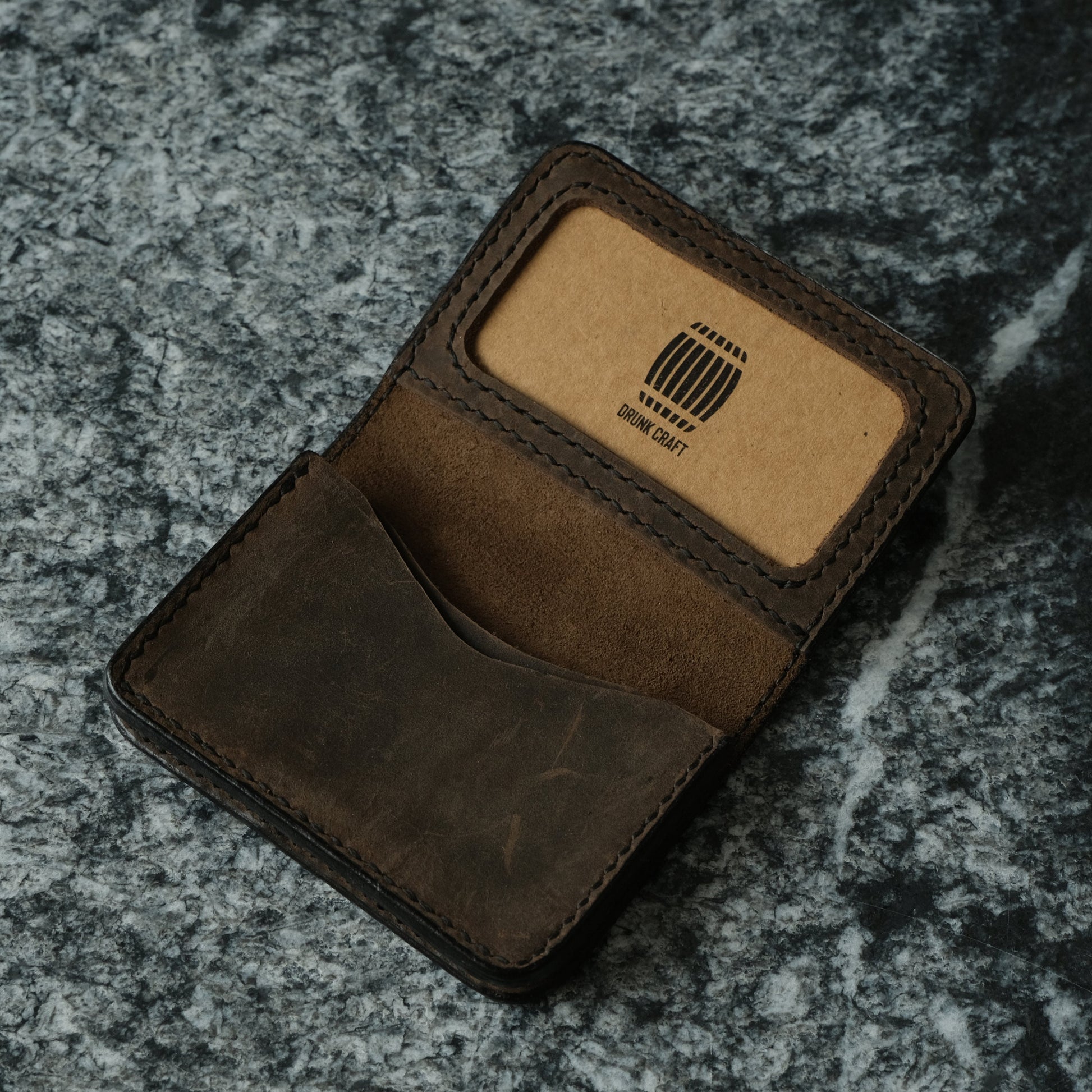 Engraved Leather Business Card Holder, Full Grain ID Wallet, Custom Monogram Card Case