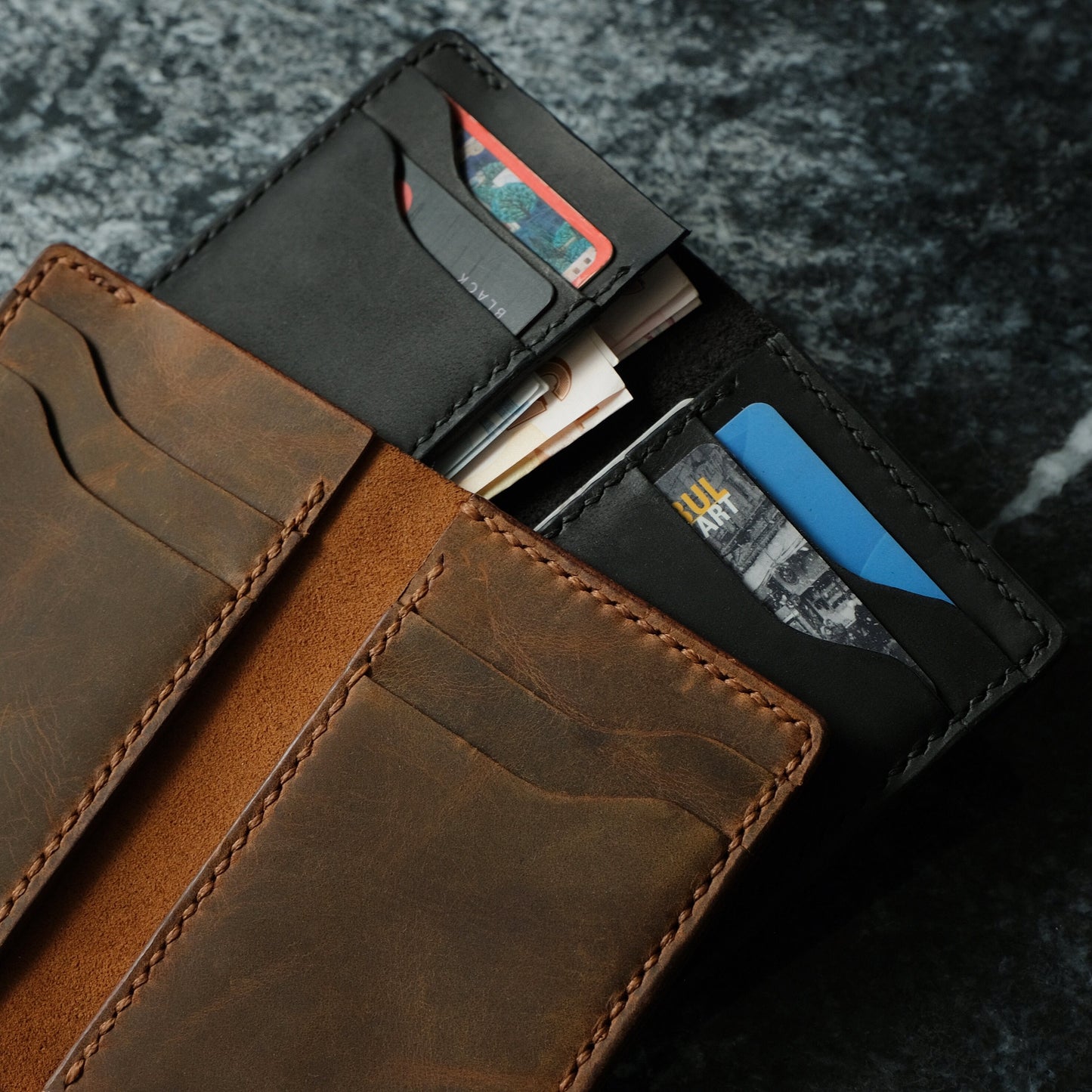 Personalized Leather Slim Wallet, Ultra Thin Wallet, Minimal Leather Wallet, Customized Leather Wallet, Christmas Gift, Gift for Husband