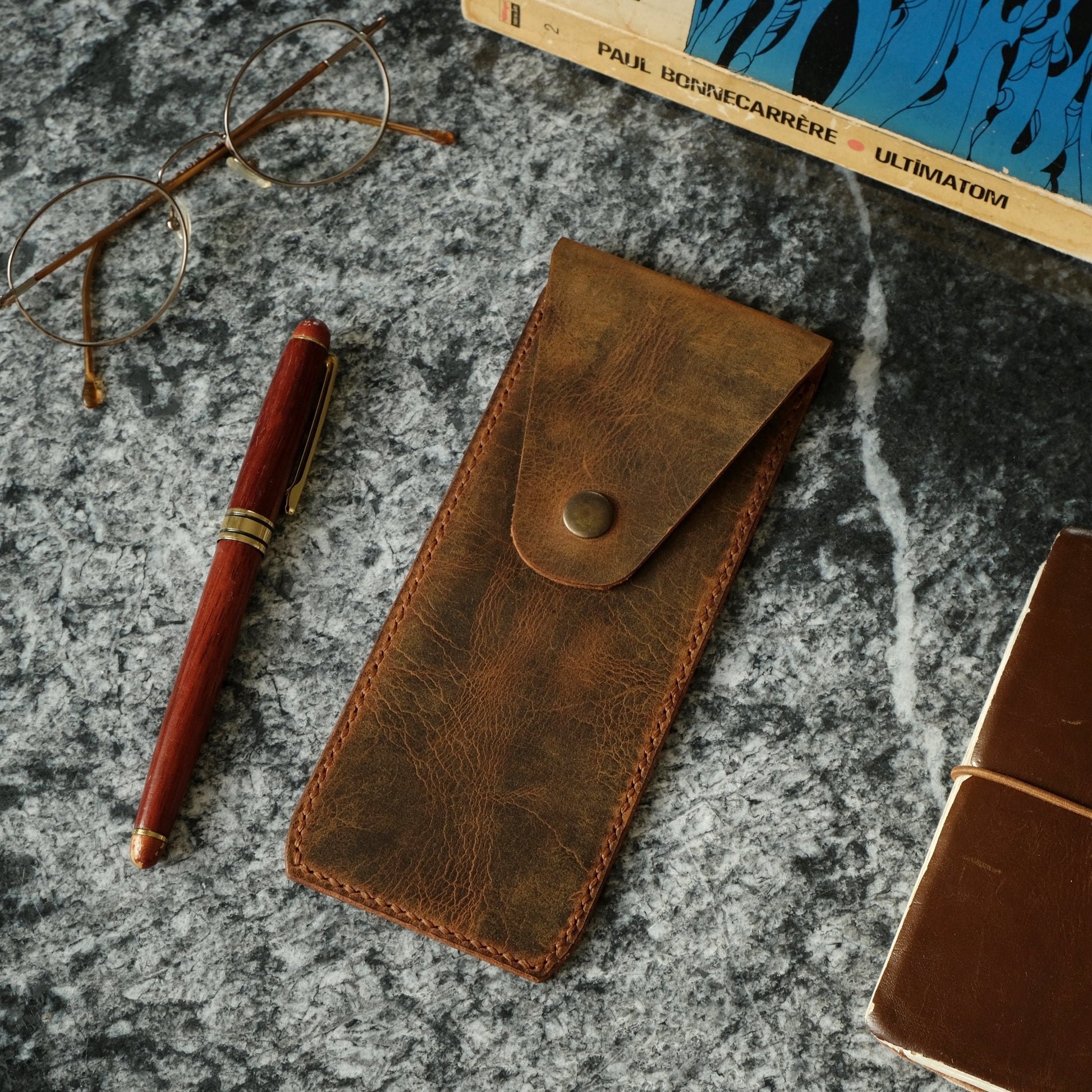 Personalized Leather Pen Case, Handmade Fountain Pen Holder, Pencil Pouch for Artists, Custom Gift for Writers, Engraved Anniversary Gift