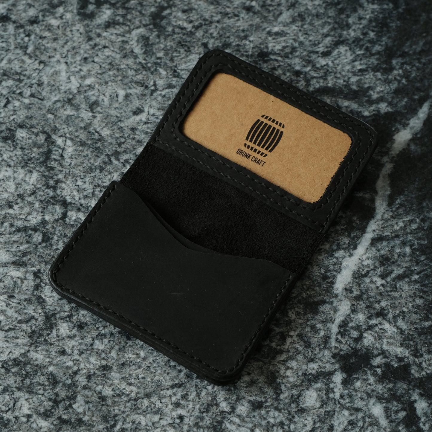 Engraved Leather Business Card Holder, Full Grain ID Wallet, Custom Monogram Card Case