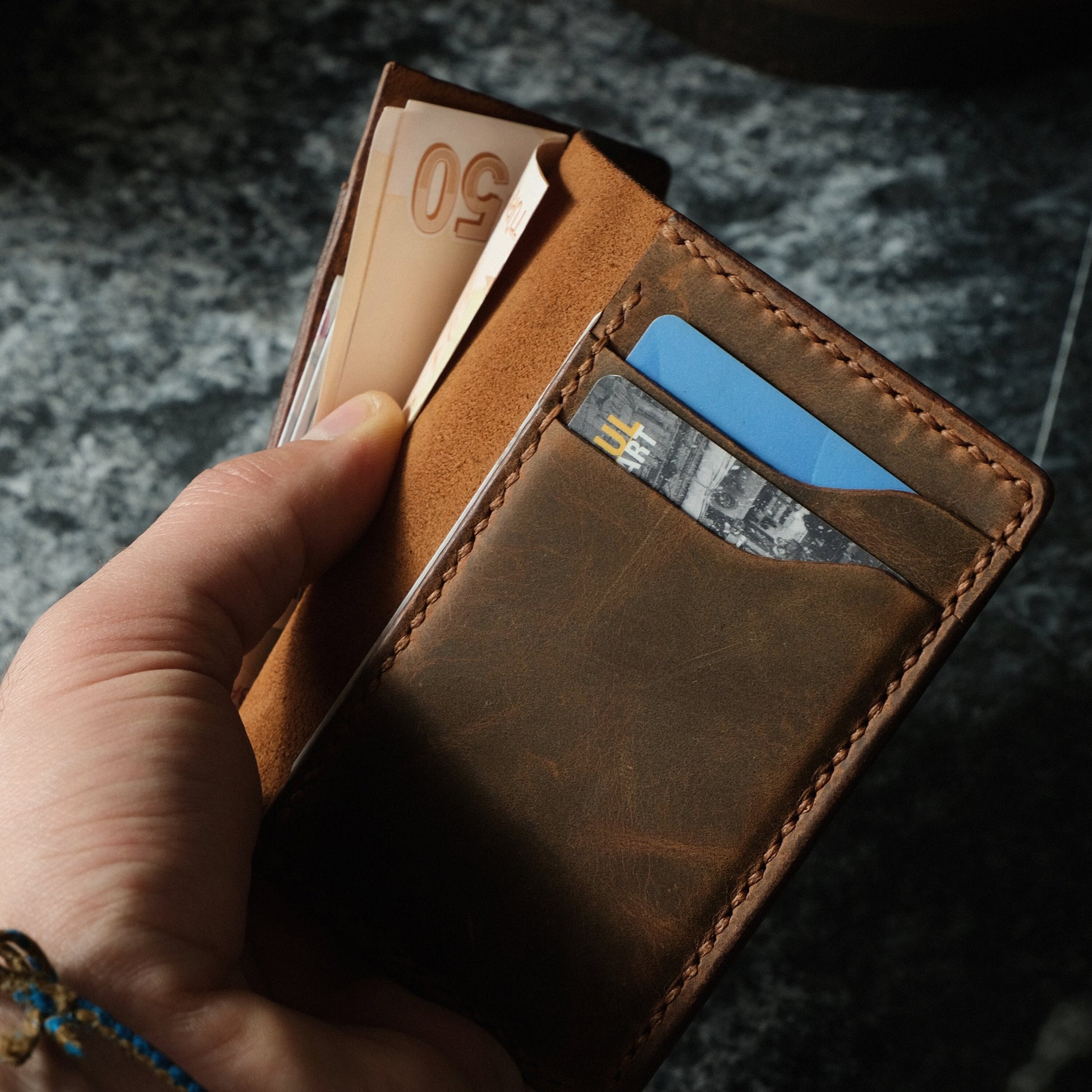 Personalized Leather Slim Wallet, Ultra Thin Wallet, Minimal Leather Wallet, Customized Leather Wallet, Christmas Gift, Gift for Husband