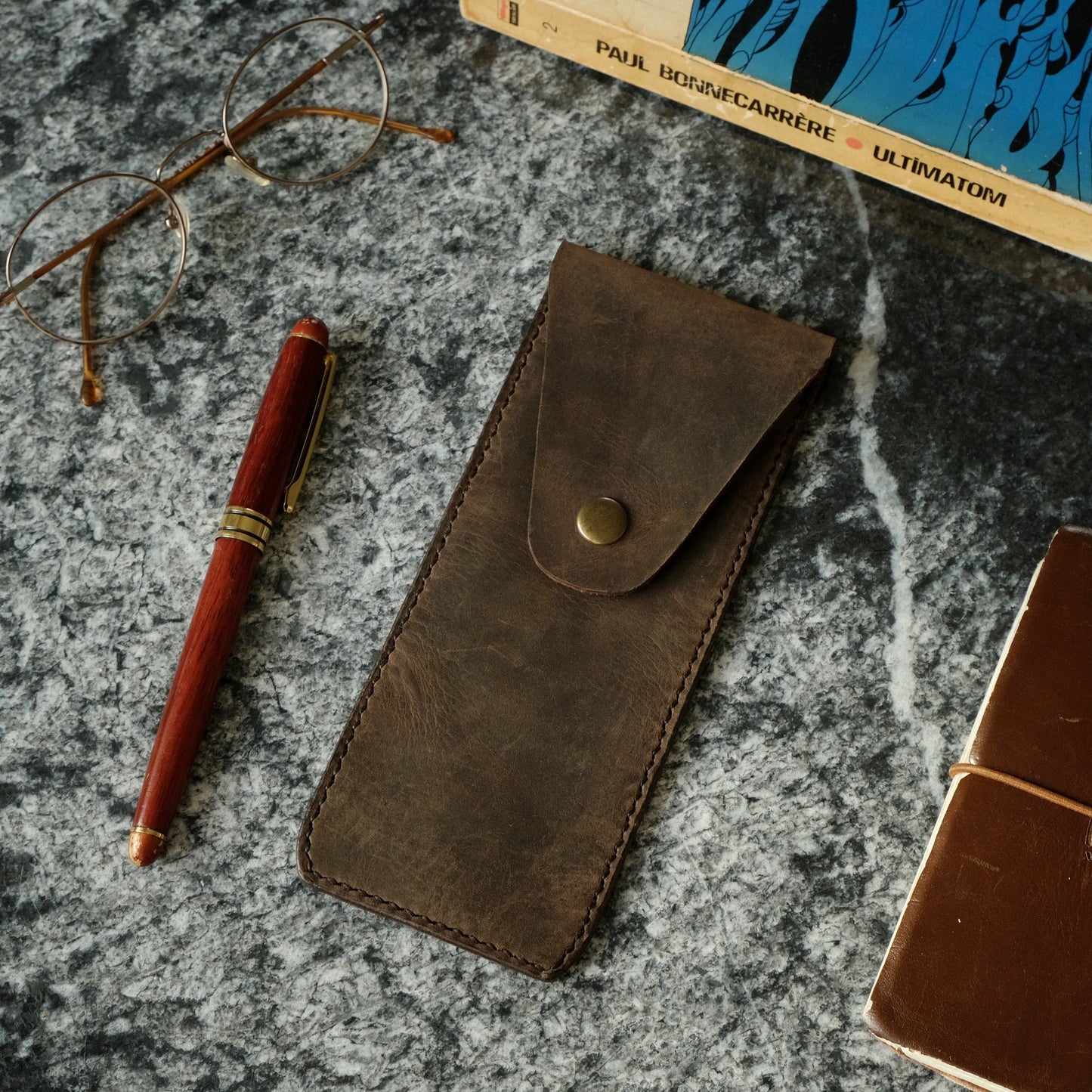 Personalized Leather Pen Case, Handmade Fountain Pen Holder, Pencil Pouch for Artists, Custom Gift for Writers, Engraved Anniversary Gift