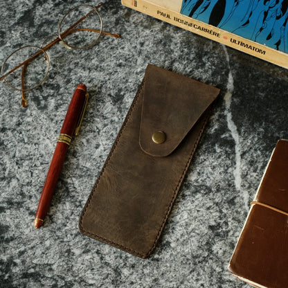 Personalized Leather Pen Case, Handmade Fountain Pen Holder, Pencil Pouch for Artists, Custom Gift for Writers, Engraved Anniversary Gift