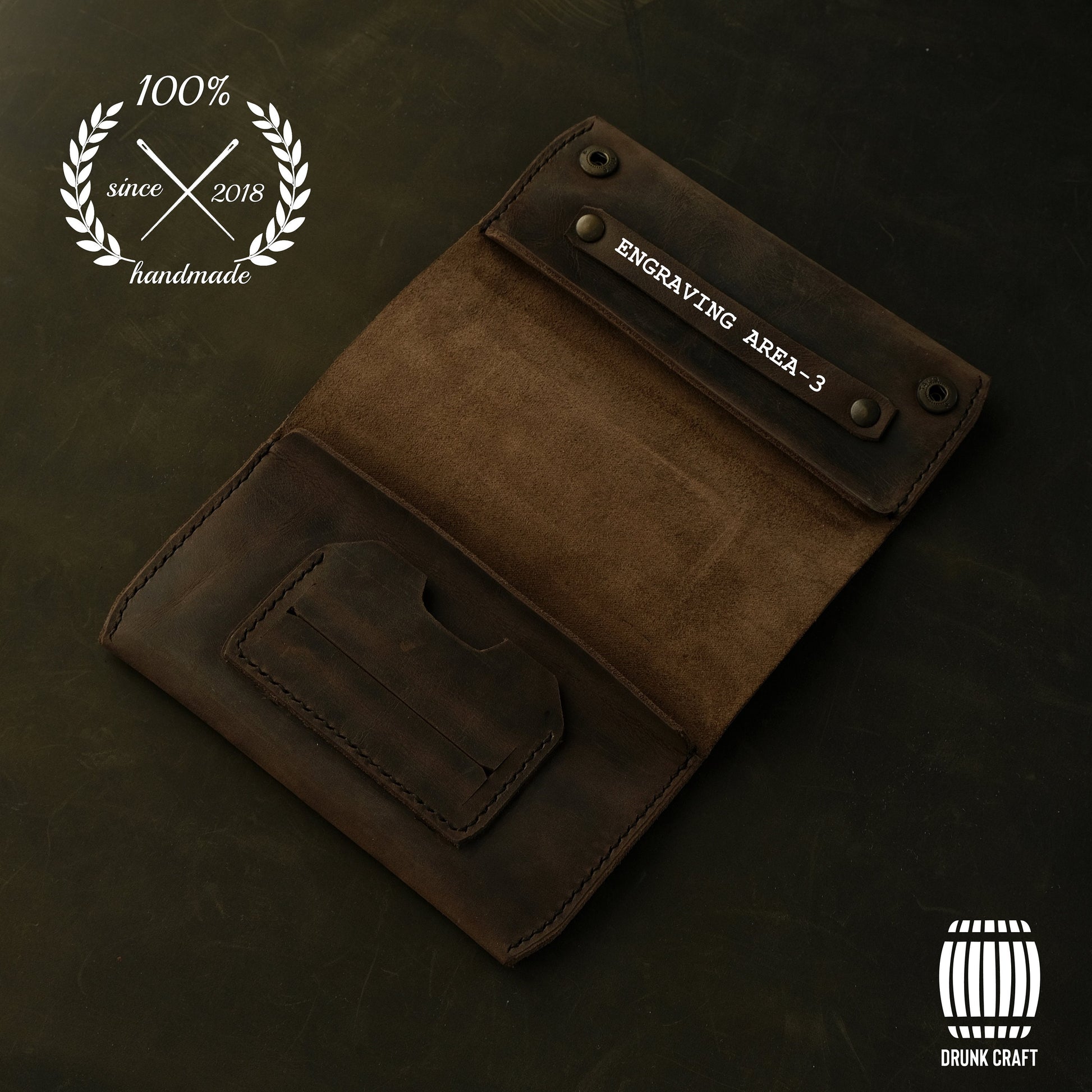 Full Grain Leather Tobacco Pouch, Personalized Rolling Tobacco Case for 25g & 50g Packs