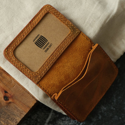 Engraved Leather Business Card Holder, Full Grain ID Wallet, Custom Monogram Card Case