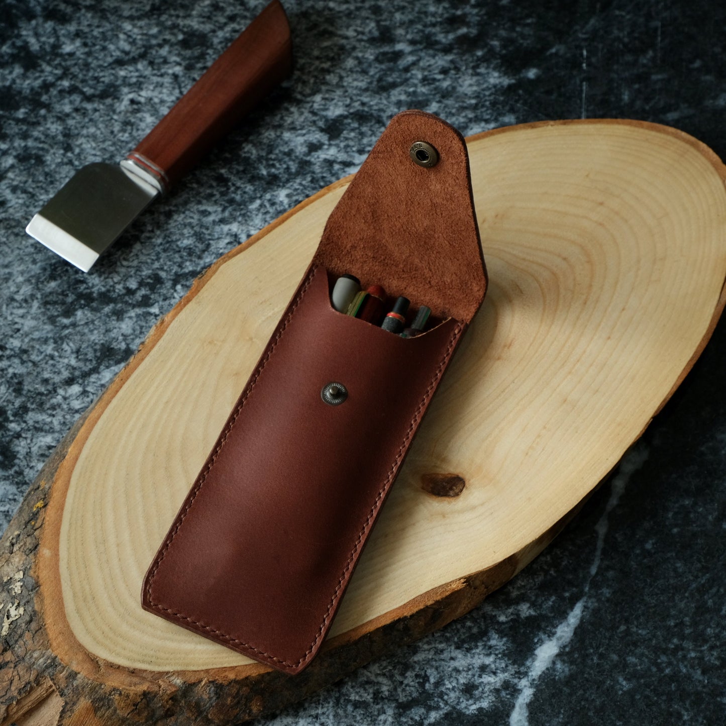 Personalized Leather Pen Case, Handmade Fountain Pen Holder, Pencil Pouch for Artists, Custom Gift for Writers, Engraved Anniversary Gift