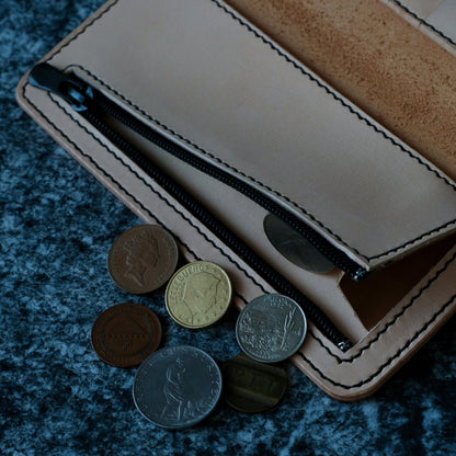 Handmade Leather iPhone Wallet: Zippered Coin Purse, Personalized Bifold