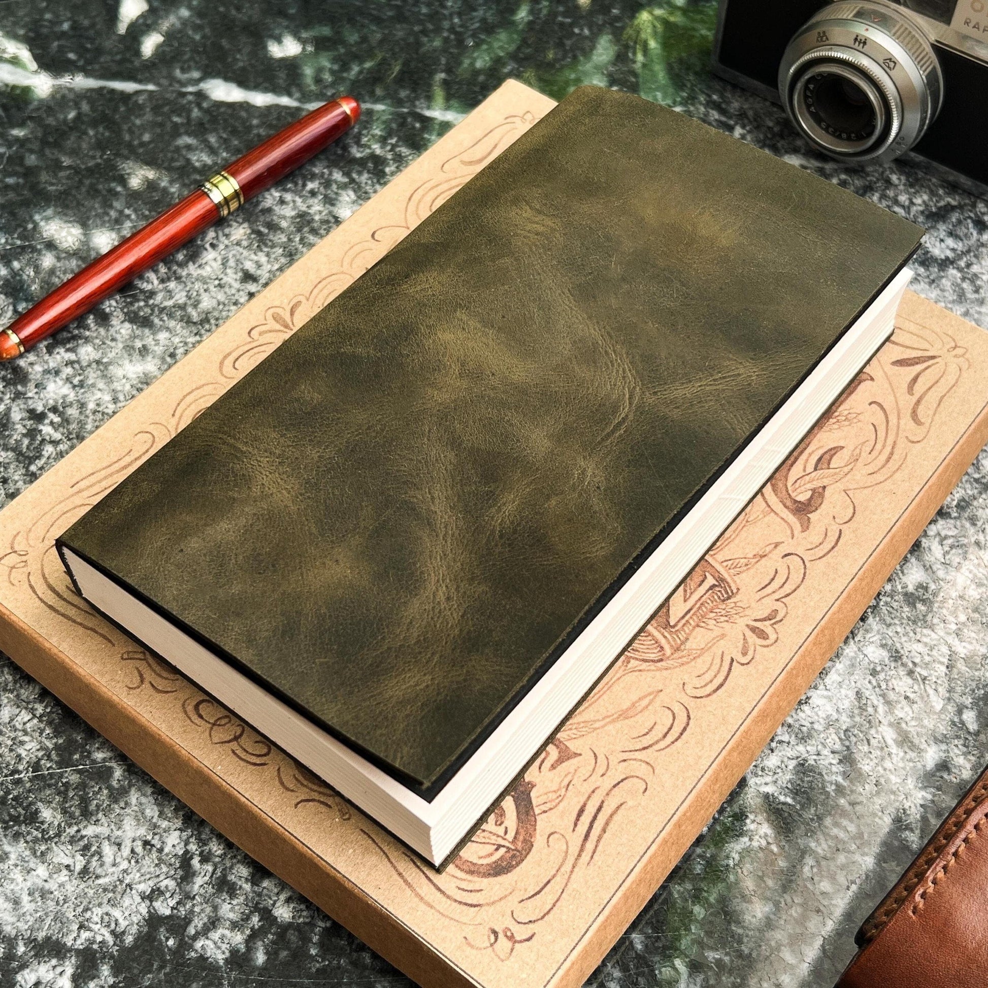 Personalized Travel Notebook, Leather Travel Journal, 256 Pages Leather Journal, Gift for Traveller, Engraved Valentine's Day Gift