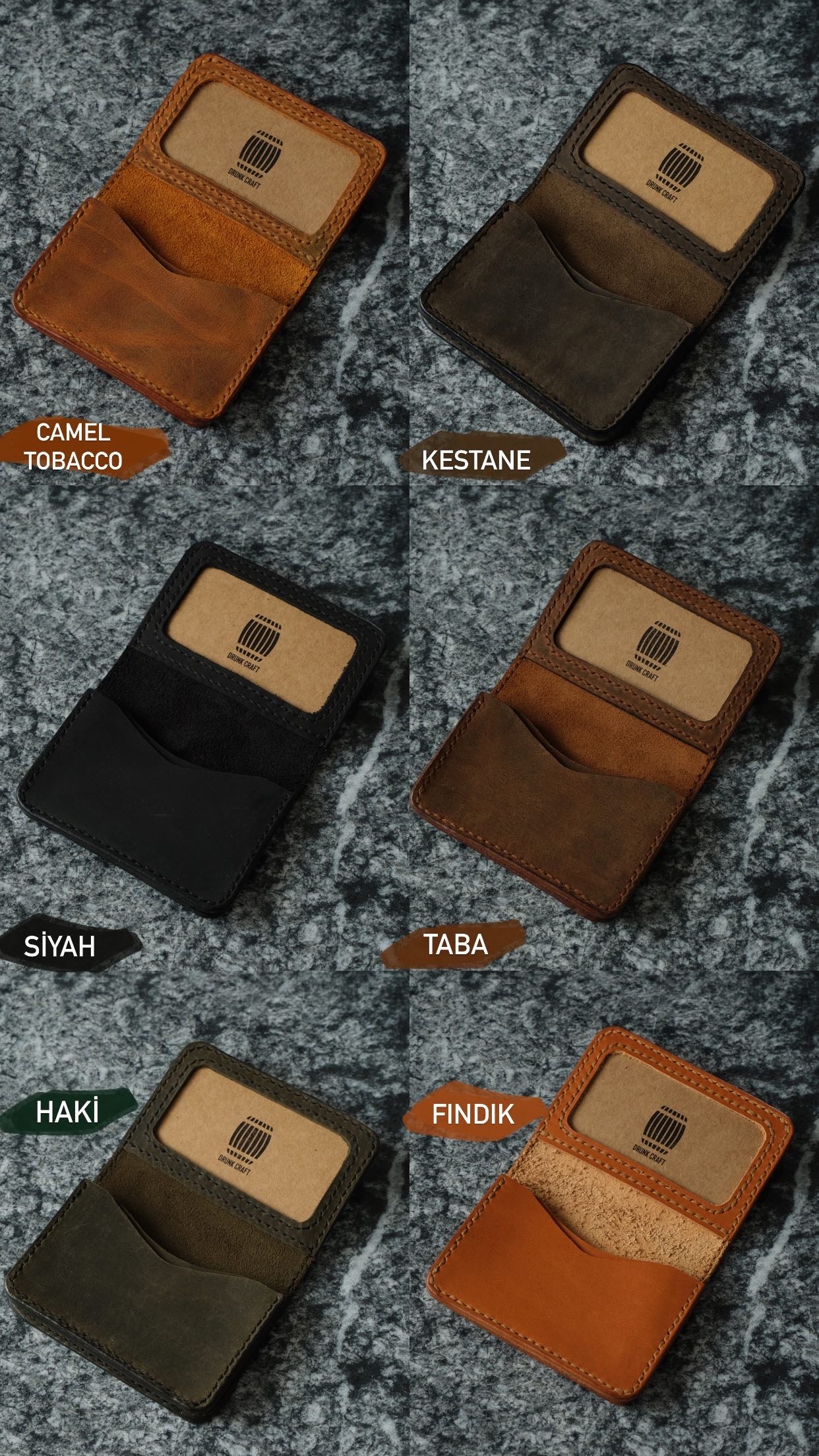 Minimal Pencereli Deri Kartlık Bold