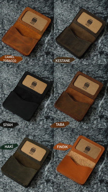 Minimal Pencereli Deri Kartlık Bold
