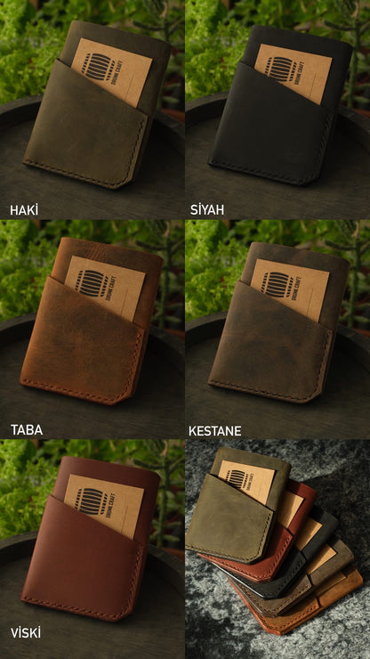 Minimal Leather Card Holder - Roll