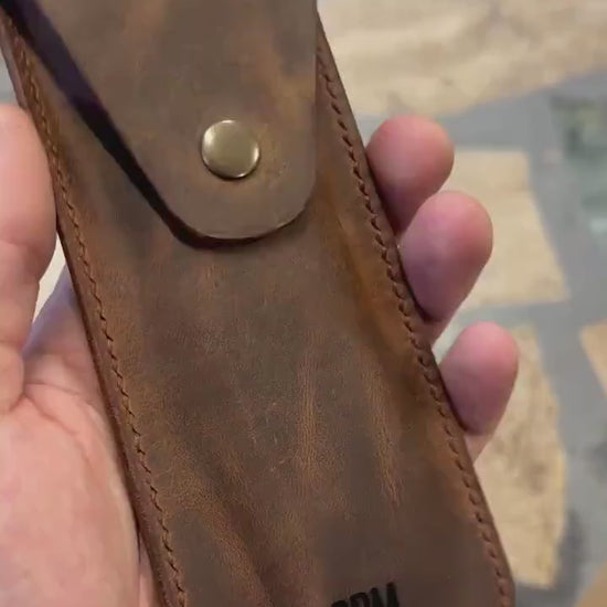 Personalized Leather Pen Case, Full Grain Fountain Pen Holder, Engraved Christmas Gift