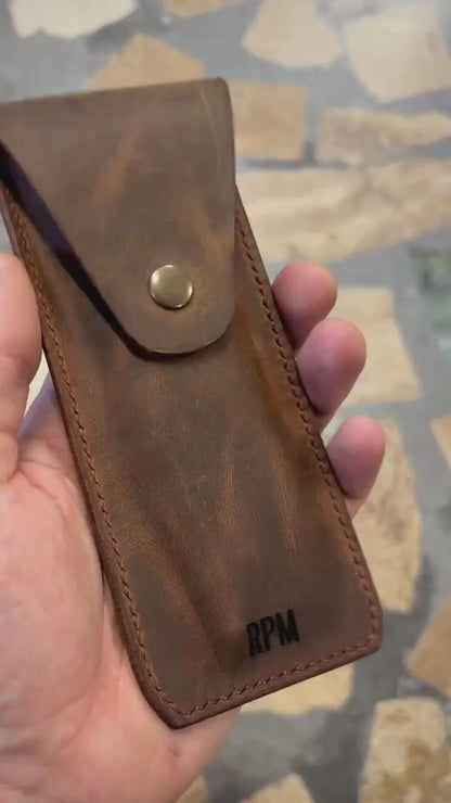 Personalized Leather Pen Case, Full Grain Fountain Pen Holder, Engraved Christmas Gift