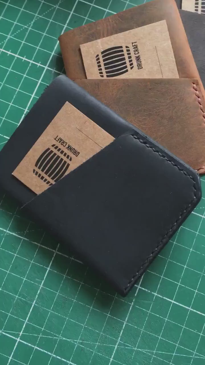 Personalized Leather Wallet, Engraved Full Grain Slim Business Card Holder